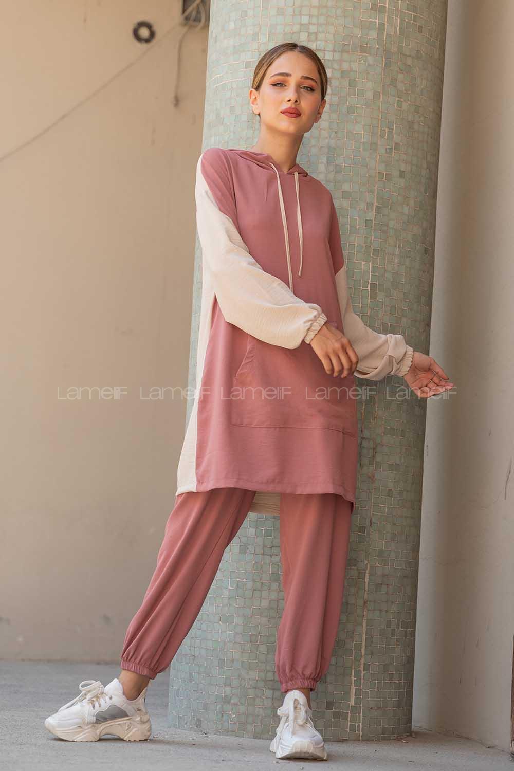 Modalamelif Kapşonlu Spor Takım Gül Kurusu