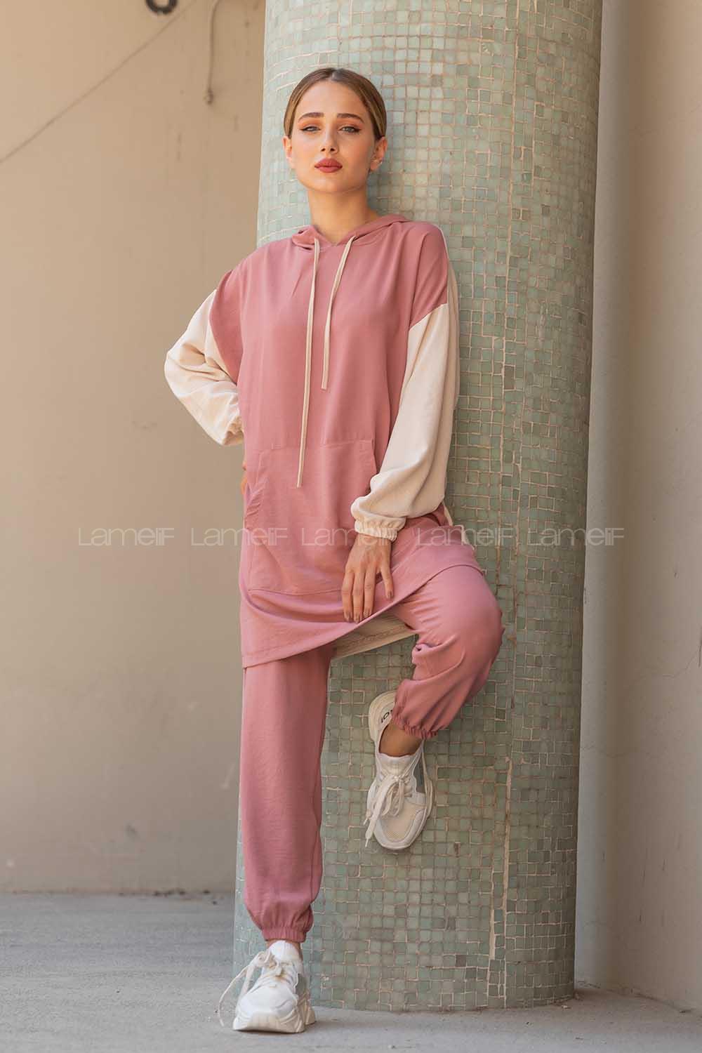 Modalamelif Kapşonlu Spor Takım Gül Kurusu