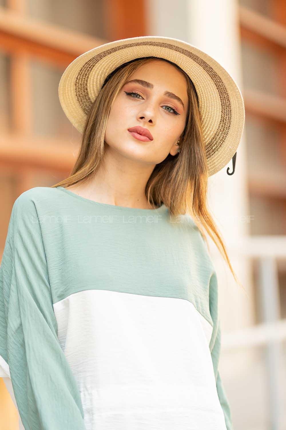 Modalamelif Lora Fularlı Hasır  Şapka Krem