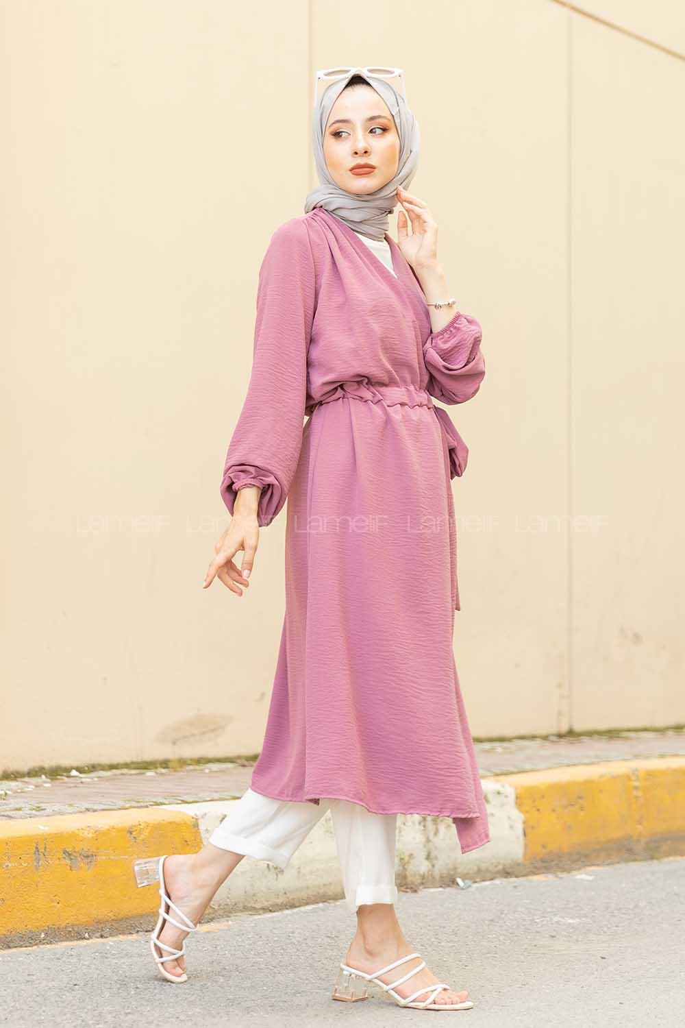 Modalamelif Yan Belden Bağlamalı Ayrobin Trenç Açık Mor