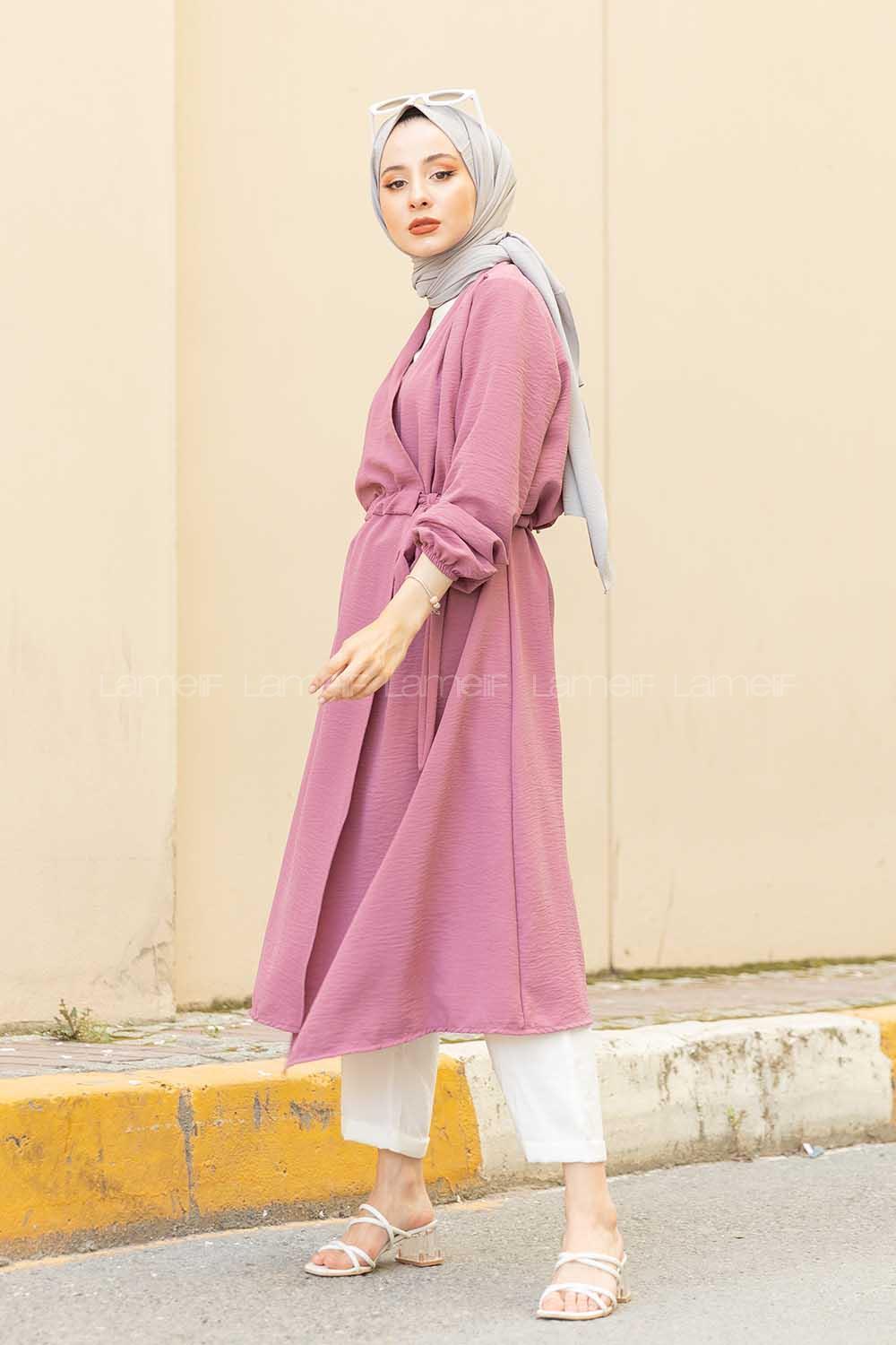 Modalamelif Yan Belden Bağlamalı Ayrobin Trenç Açık Mor