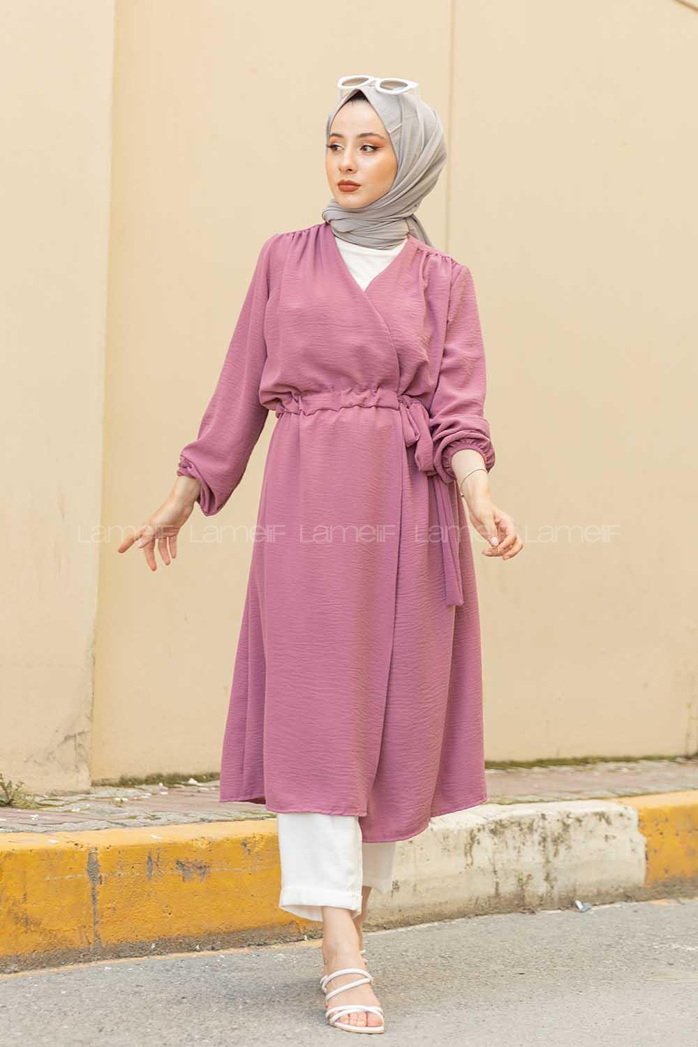 Modalamelif Yan Belden Bağlamalı Ayrobin Trenç Açık Mor