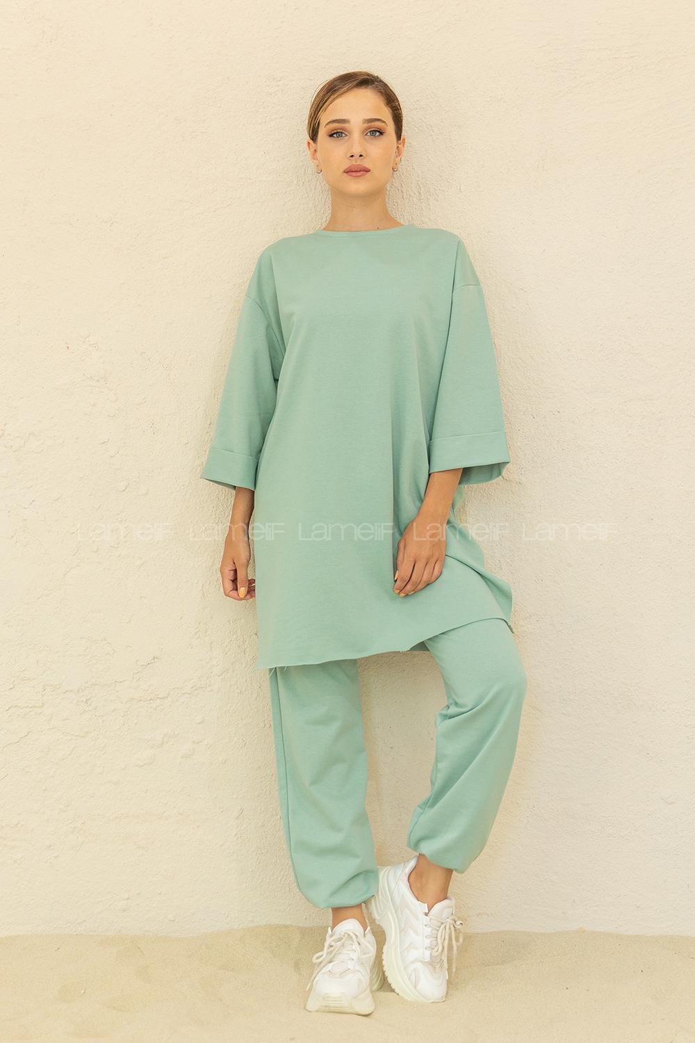 Modalamelif Düşük Kol İkili Takım Çağla Yeşili