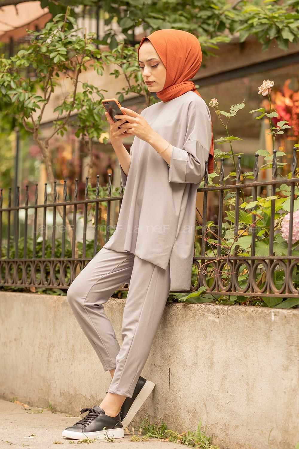 Modalamelif Düşük Kol İkili Takım Gri