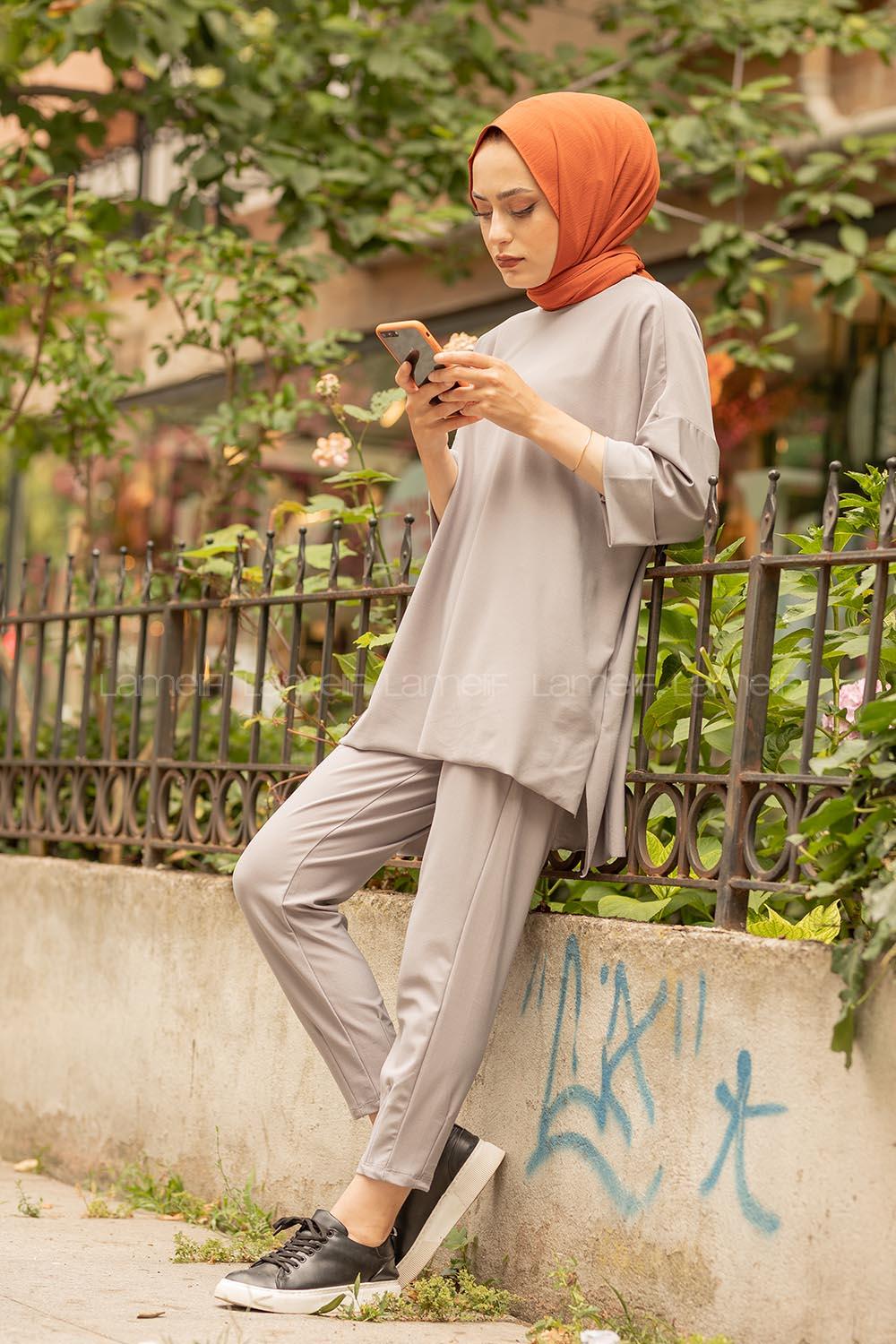 Modalamelif Düşük Kol İkili Takım Gri