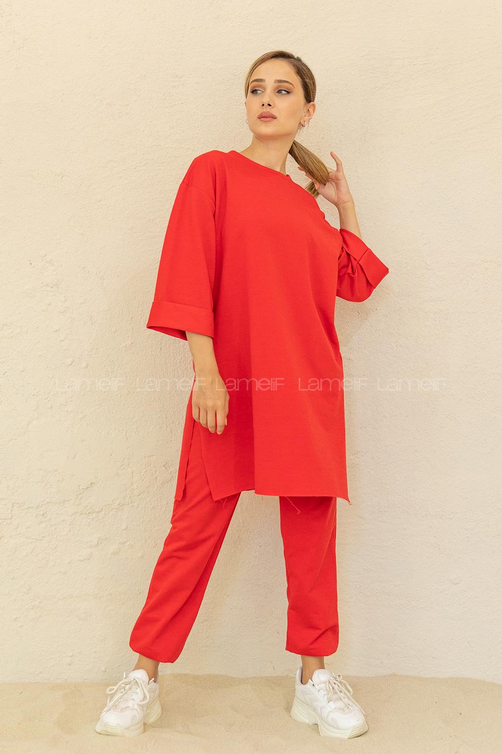 Modalamelif Düşük Kol İkili Takım Kırmızı