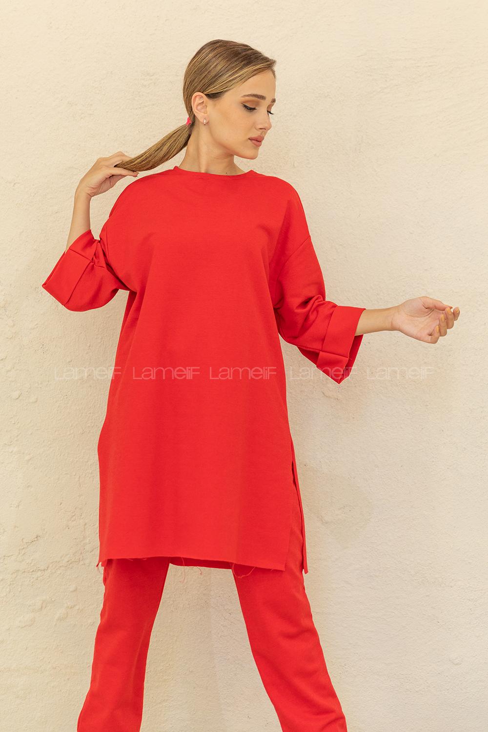 Modalamelif Düşük Kol İkili Takım Kırmızı