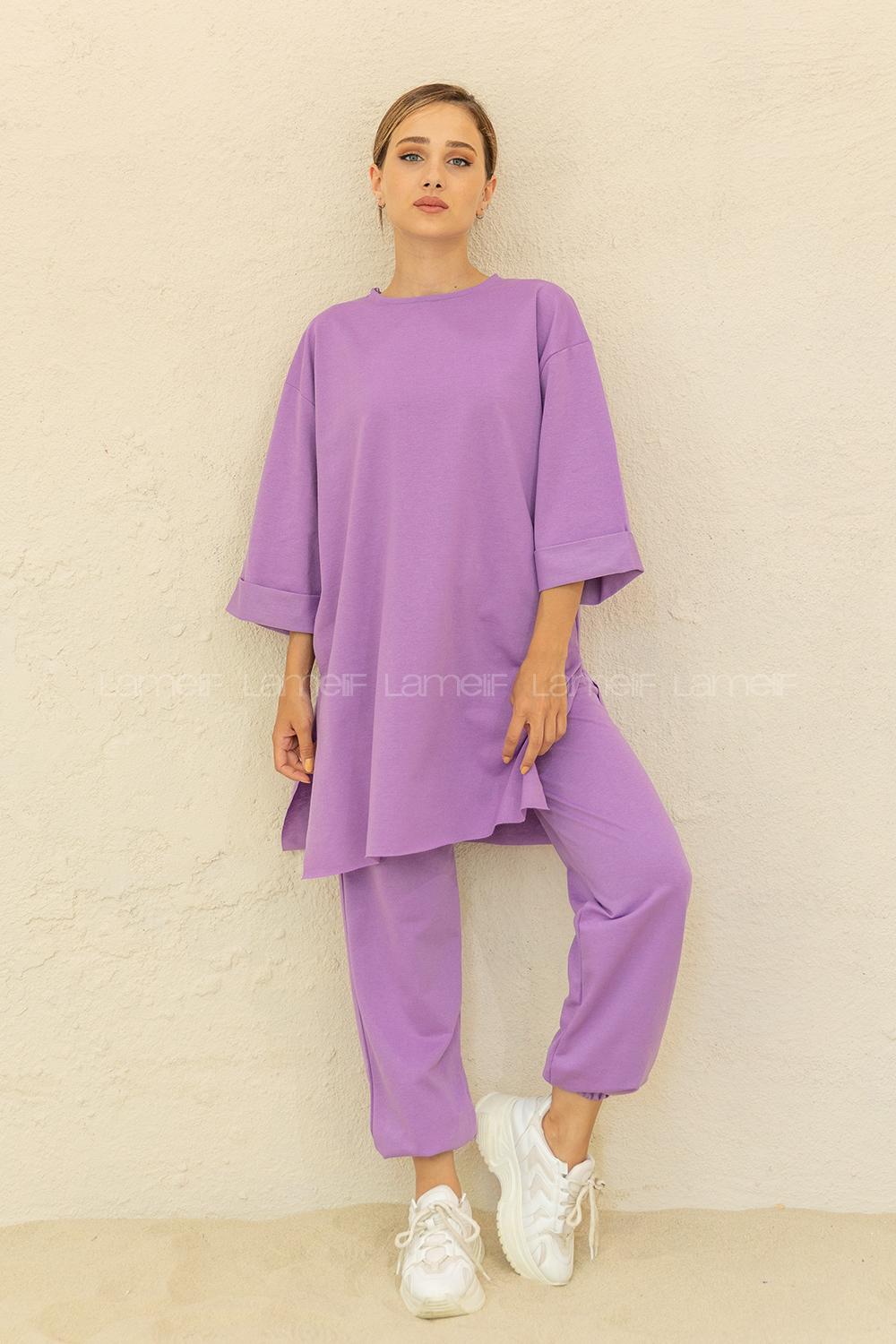 Modalamelif Düşük Kol İkili Takım Lila
