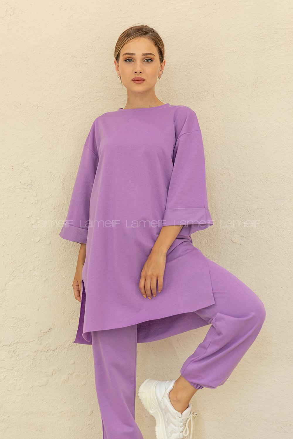 Modalamelif Düşük Kol İkili Takım Lila
