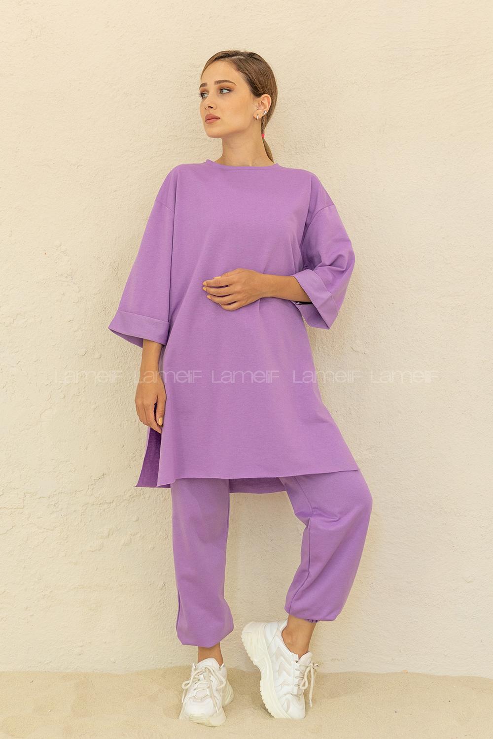 Modalamelif Düşük Kol İkili Takım Lila
