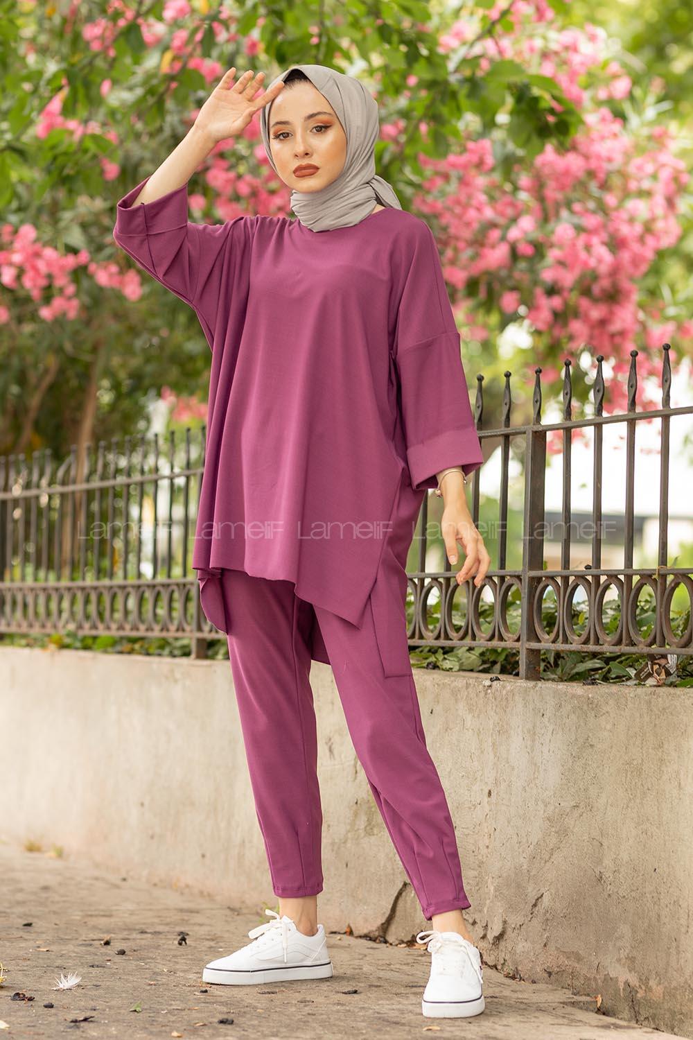 Modalamelif Düşük Kol İkili Takım Mor