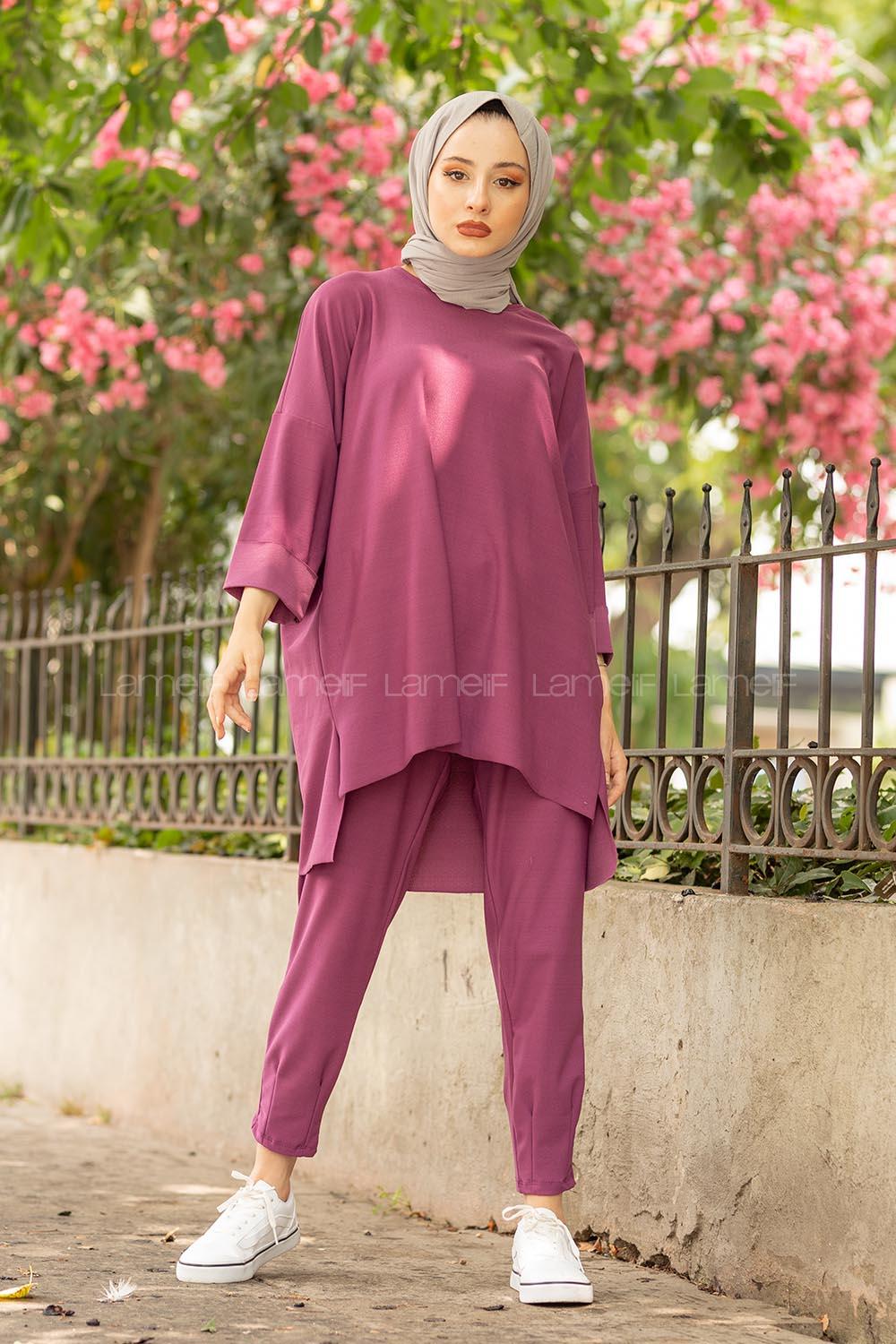 Modalamelif Düşük Kol İkili Takım Mor