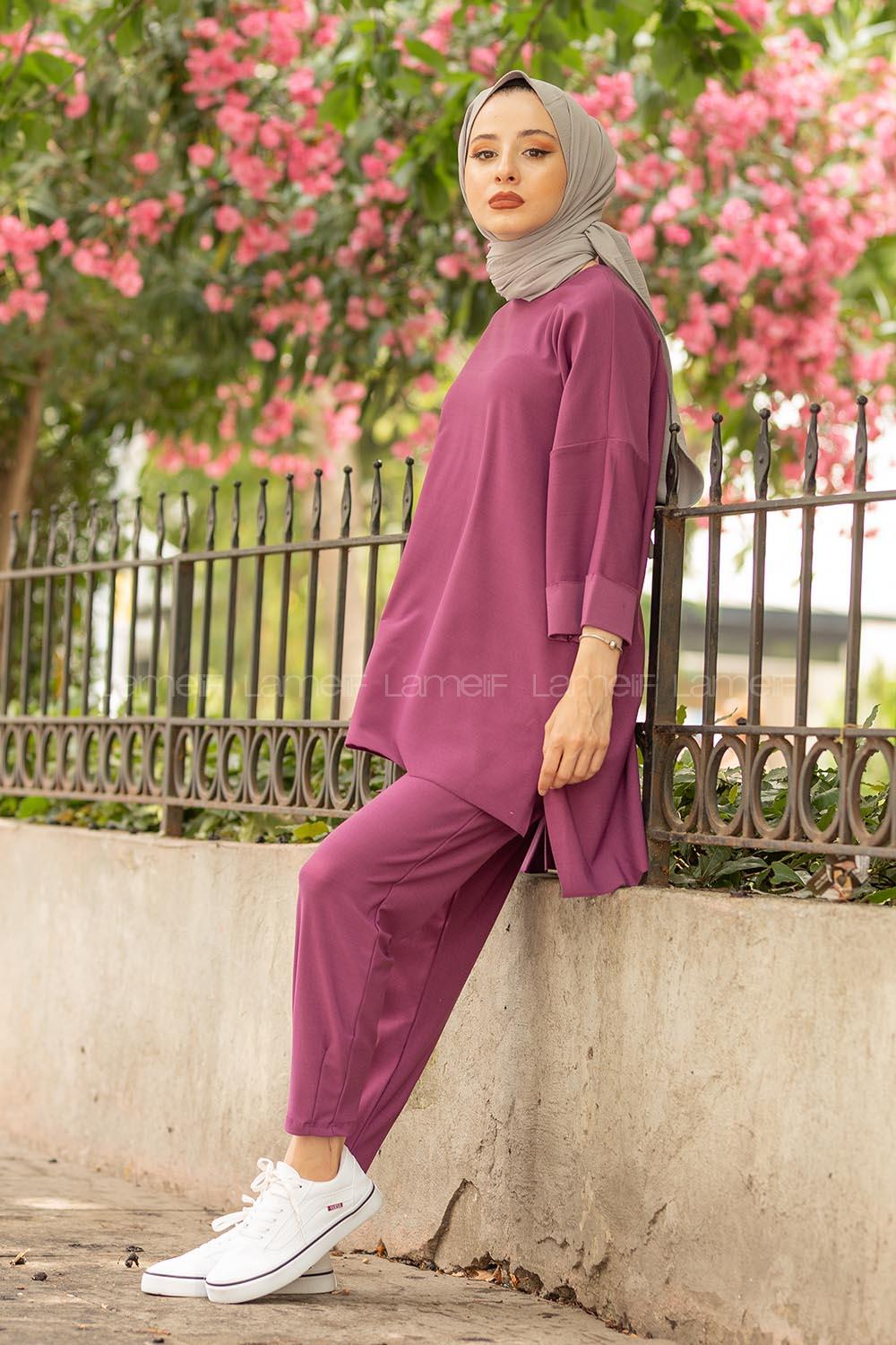 Modalamelif Düşük Kol İkili Takım Mor