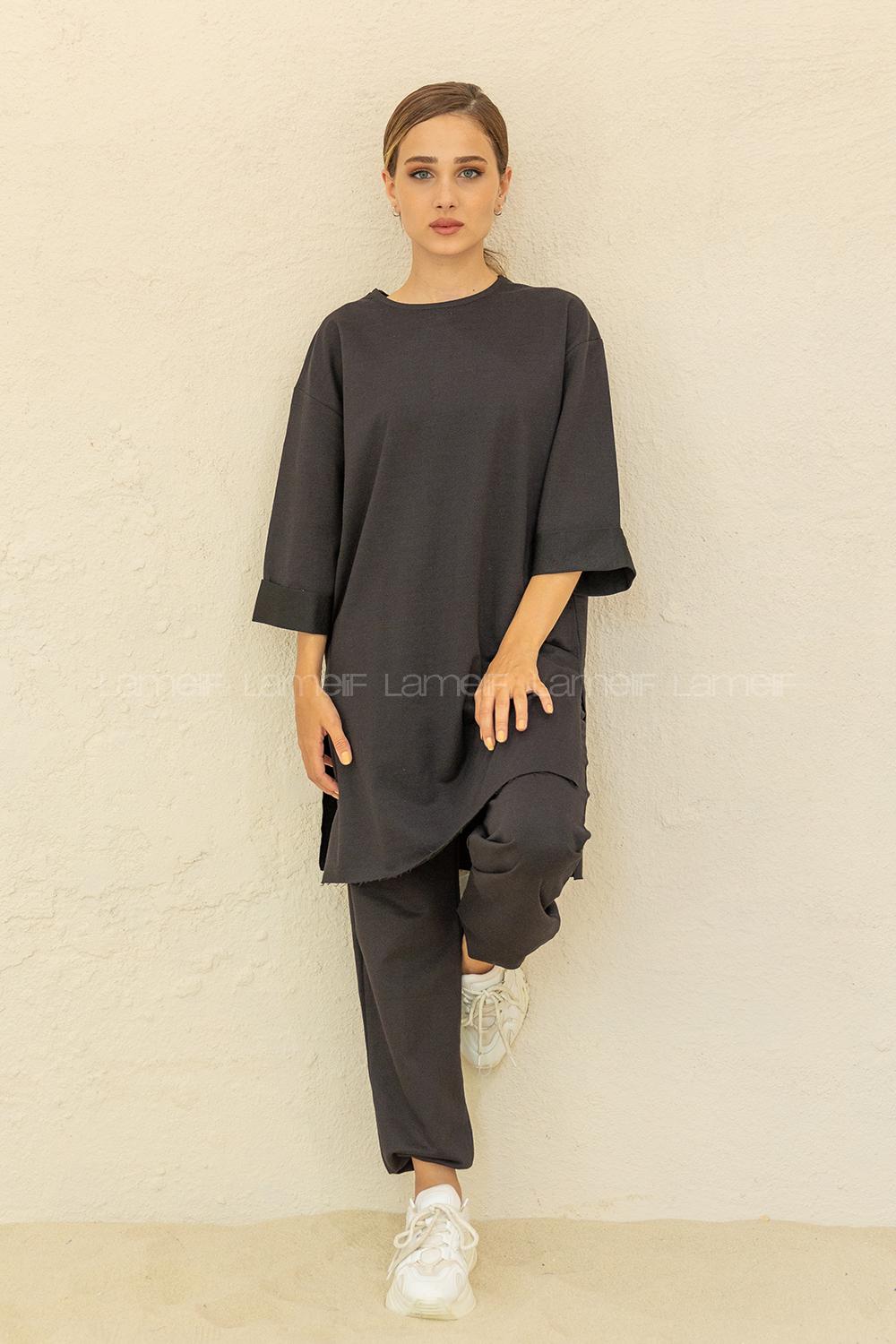 Modalamelif Düşük Kol İkili Takım Siyah