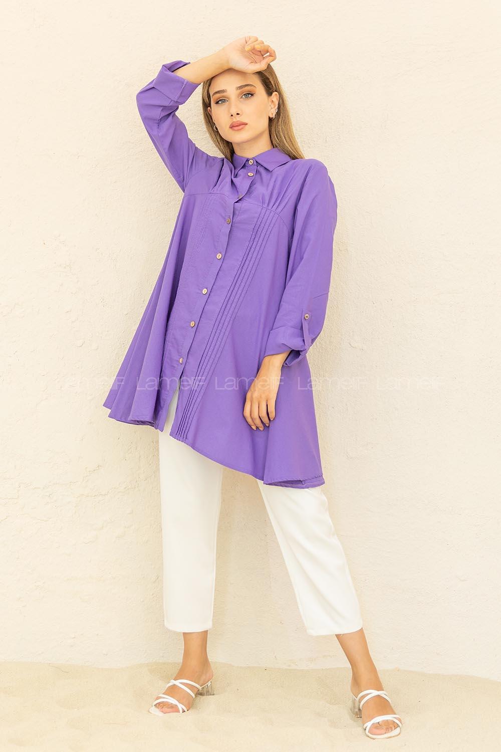 Modalamelif Önü Pileli Tunik Lila