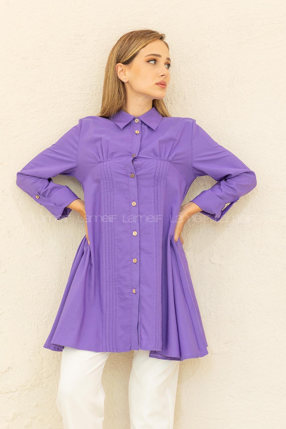 Modalamelif Önü Pileli Tunik Lila