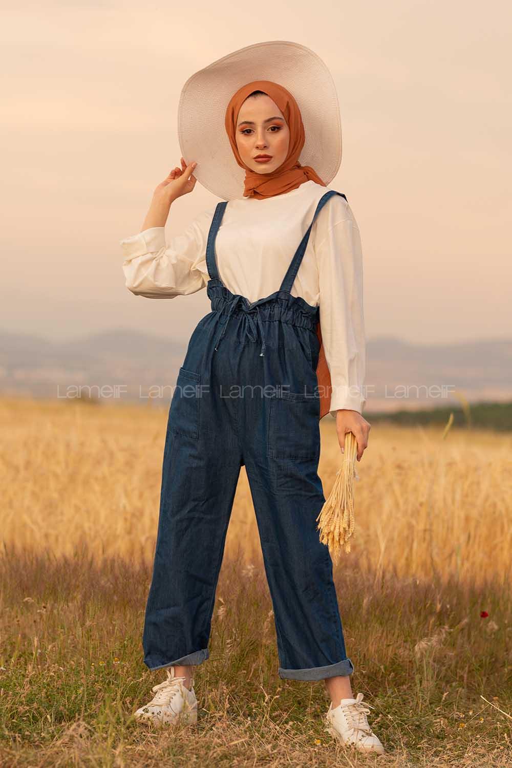 Modalamelif Beli Lastikli Kot Slopet Mavi