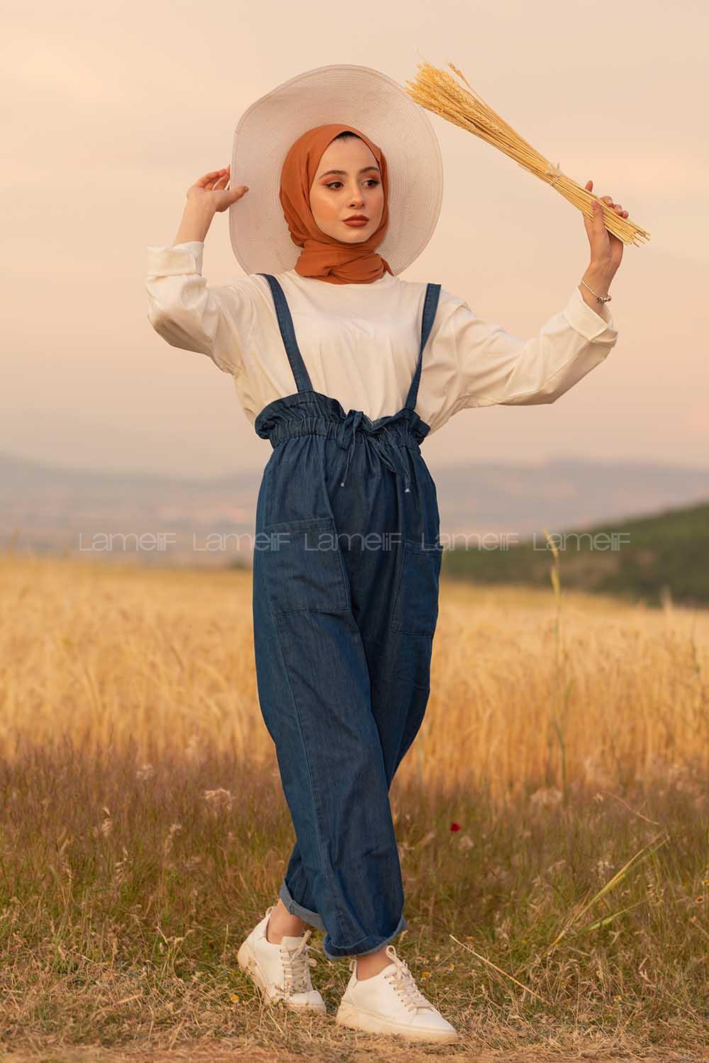 Modalamelif Beli Lastikli Kot Slopet Mavi