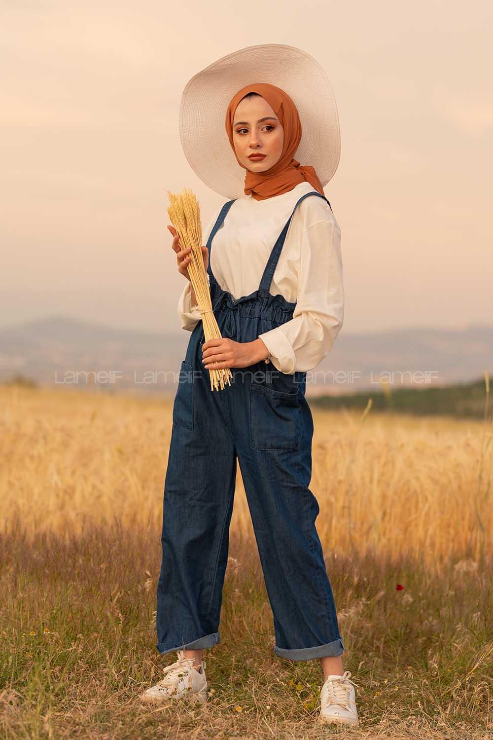 Modalamelif Beli Lastikli Kot Slopet Mavi