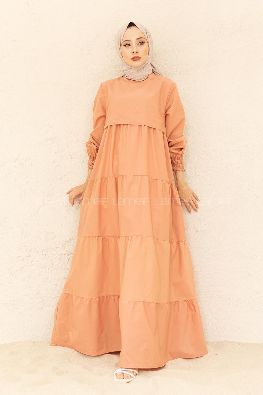 Modalamelif Kol Lastikli Katlı Elbise Gül