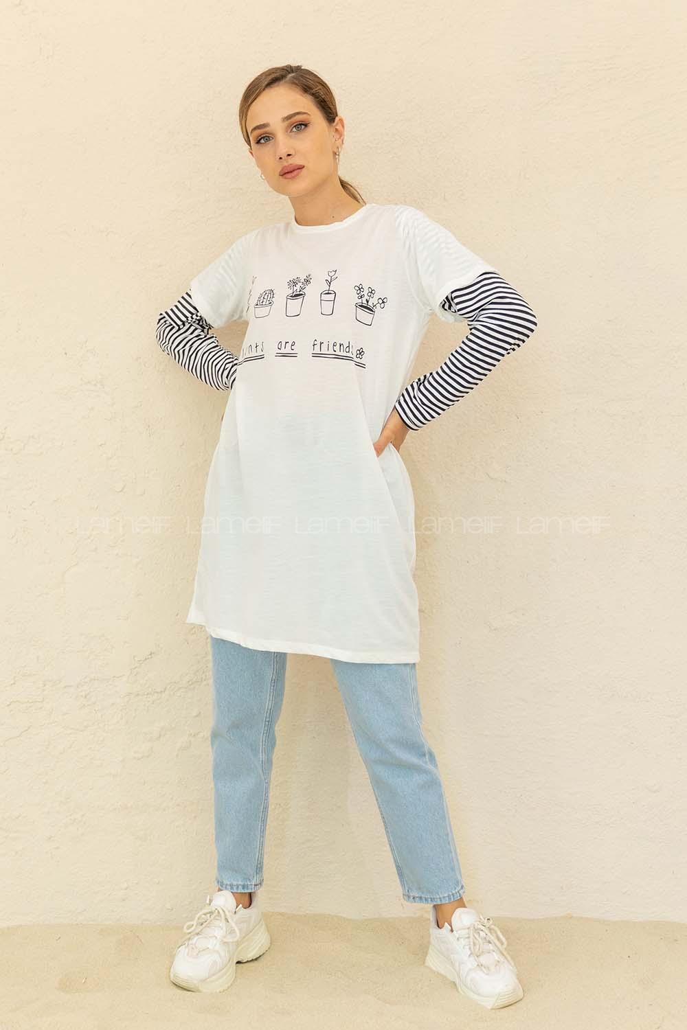 Modalamelif Bisiklet Yaka Friends Baskılı T-Shirt Beyaz
