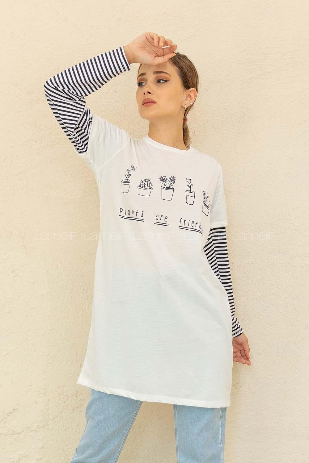 Modalamelif Bisiklet Yaka Friends Baskılı T-Shirt Beyaz