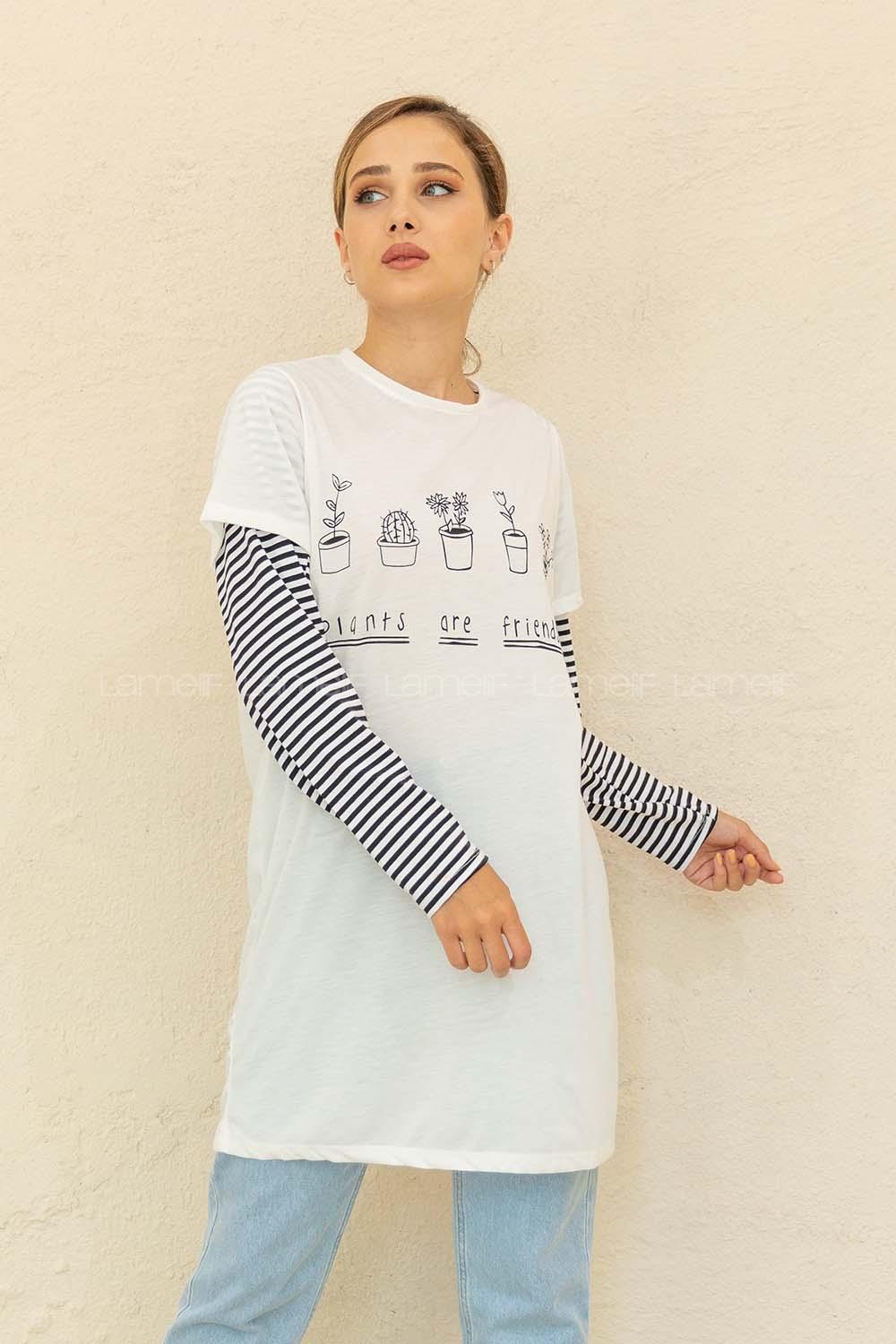 Modalamelif Bisiklet Yaka Friends Baskılı T-Shirt Beyaz