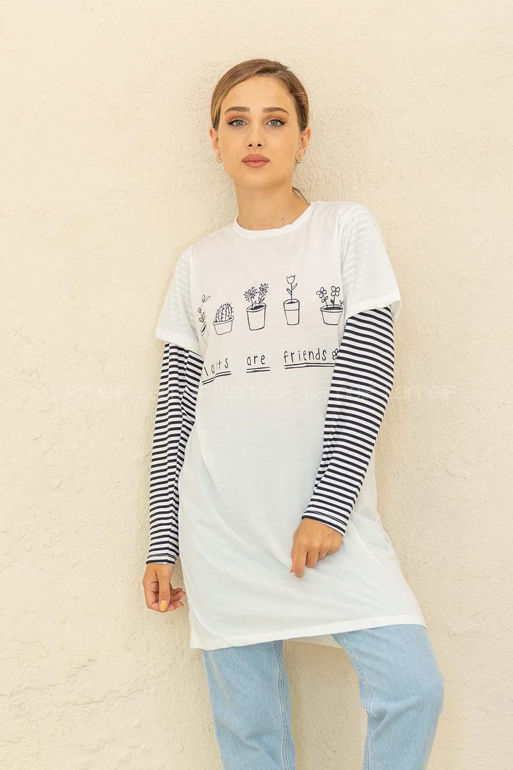 Modalamelif Bisiklet Yaka Friends Baskılı T-Shirt Beyaz