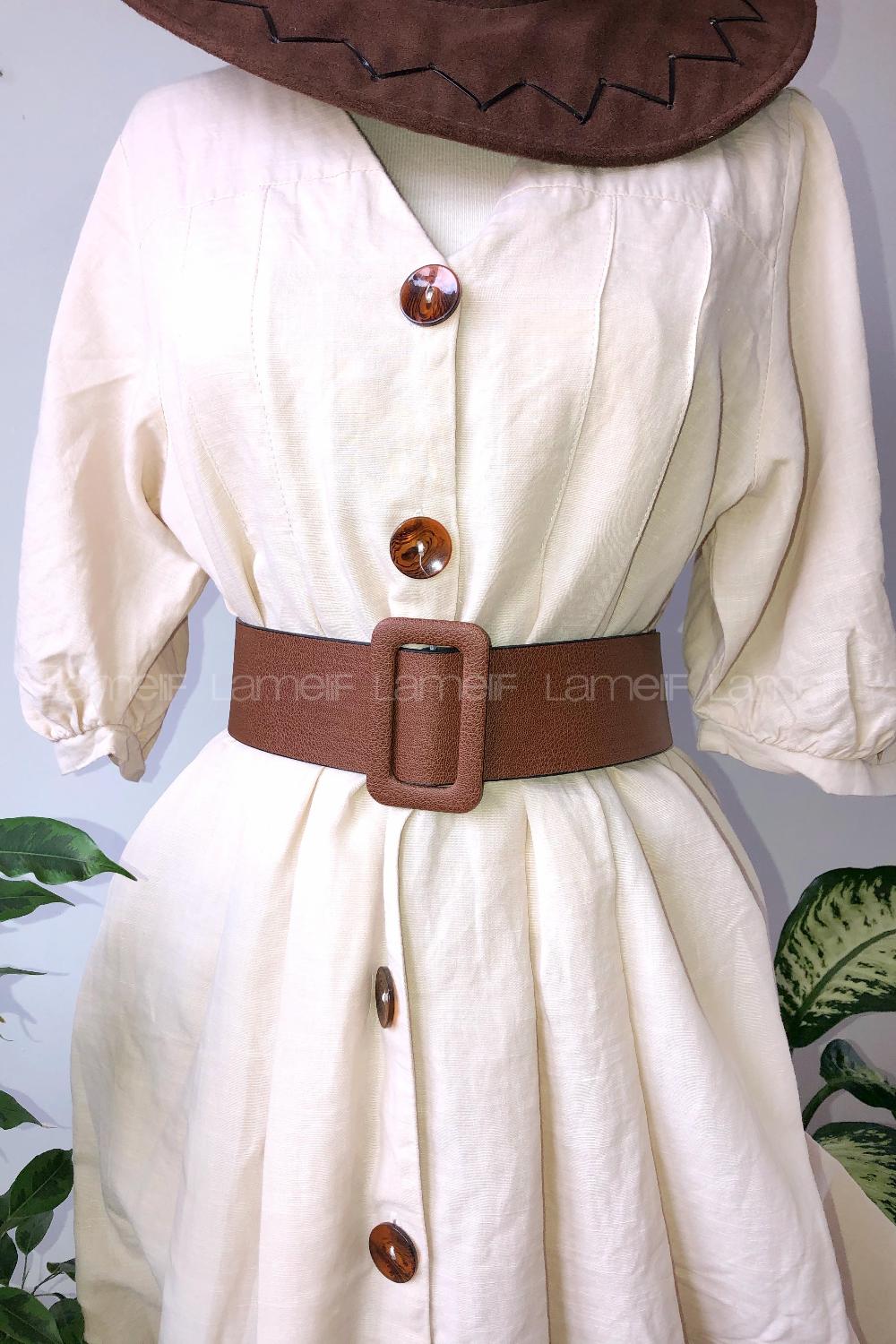 Modalamelif Dikdörtgen Tokalı Kemer Taba