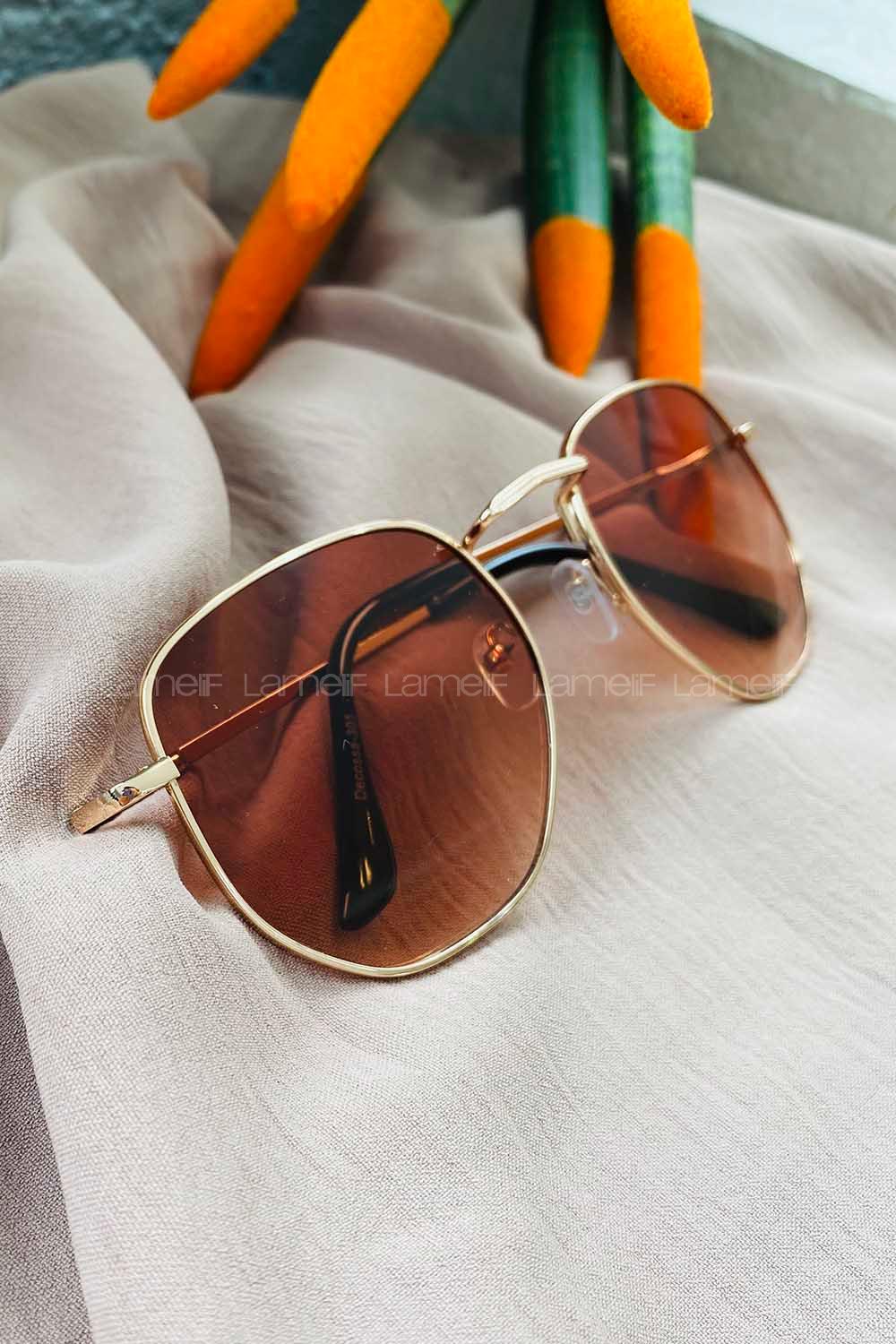 Modalamelif Soft Kahve Gold Çerçeve  Polarize Gözlük