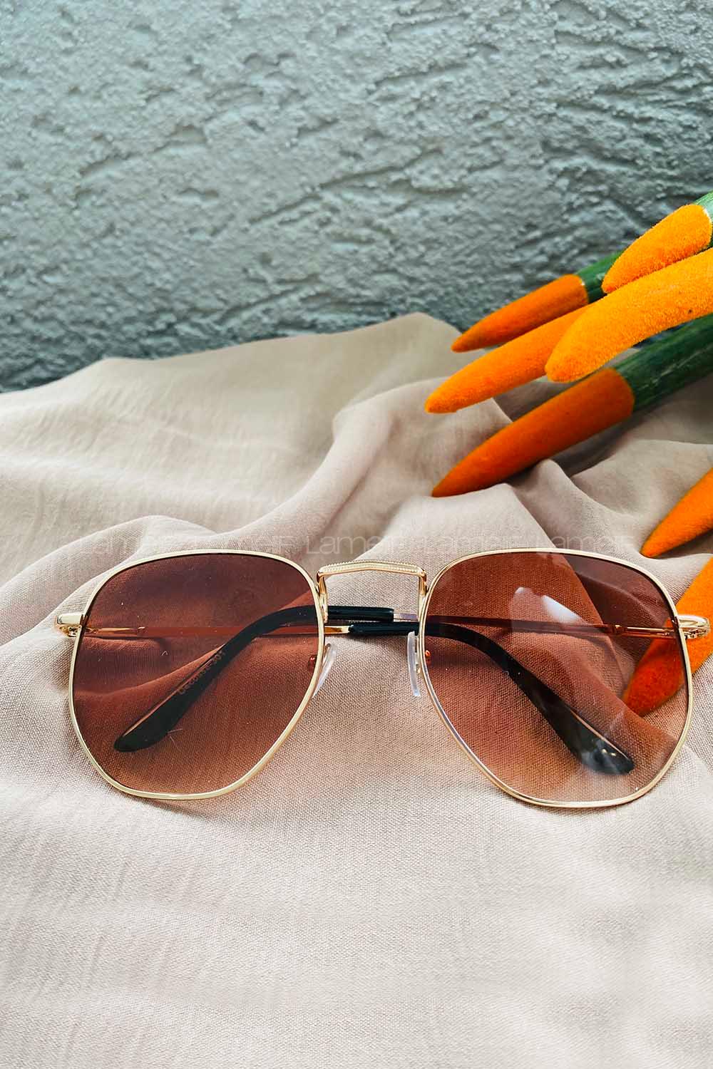 Modalamelif Soft Kahve Gold Çerçeve  Polarize Gözlük