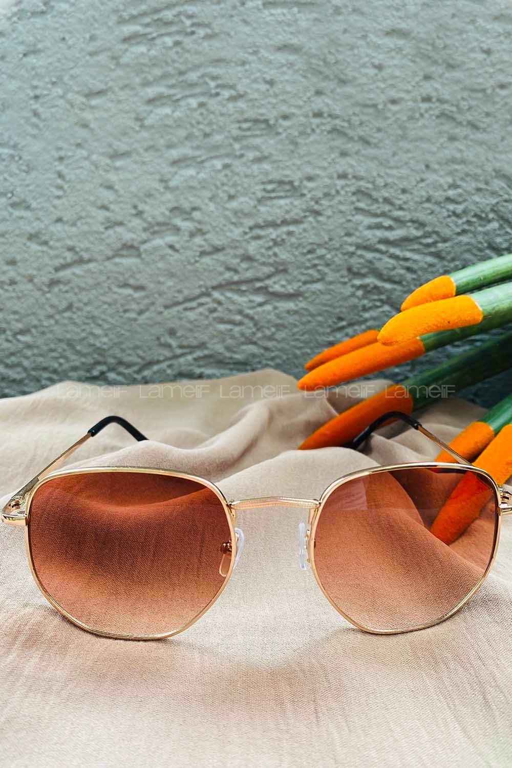 Modalamelif Soft Kahve Gold Çerçeve  Polarize Gözlük