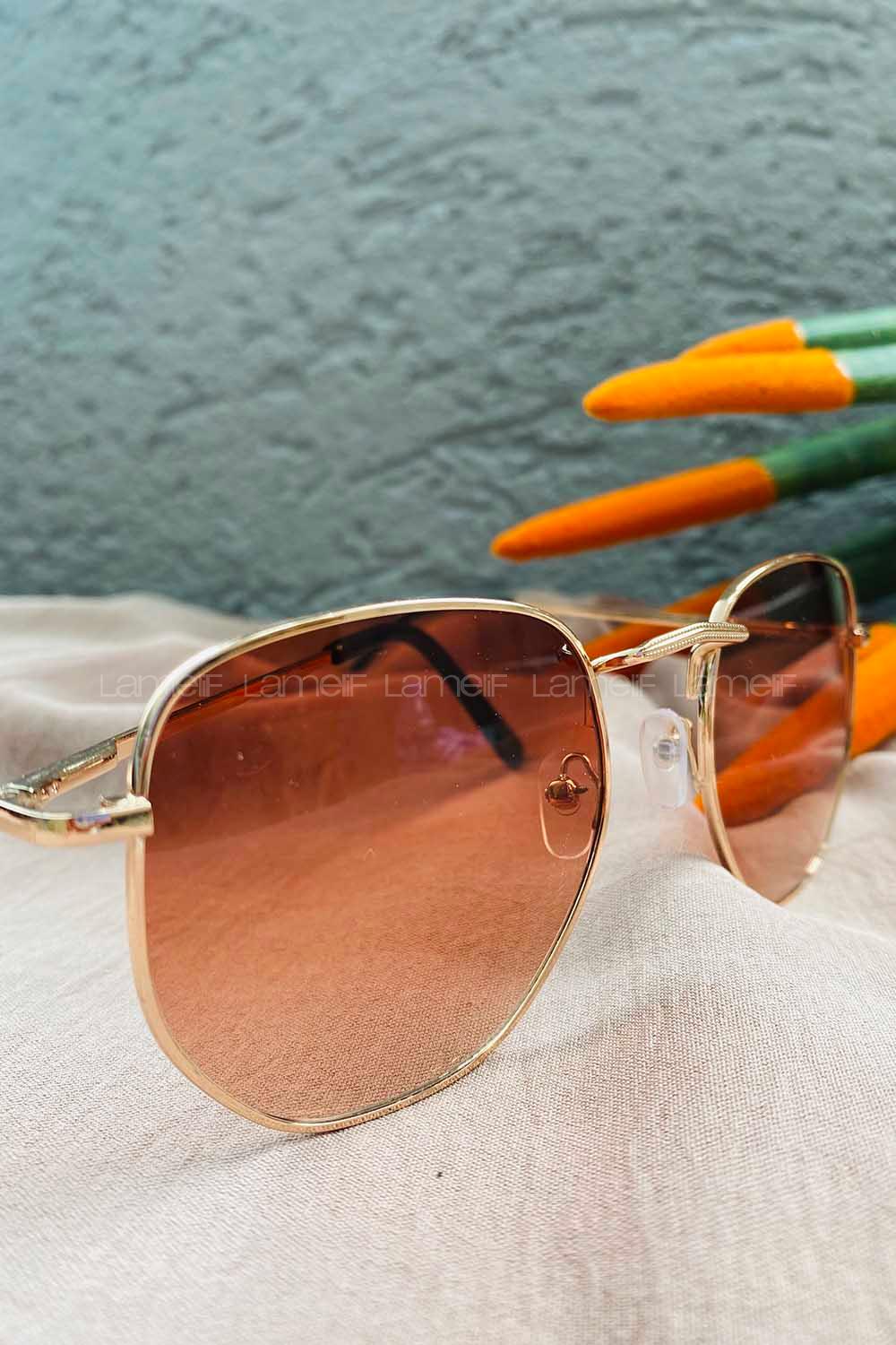 Modalamelif Soft Kahve Gold Çerçeve  Polarize Gözlük