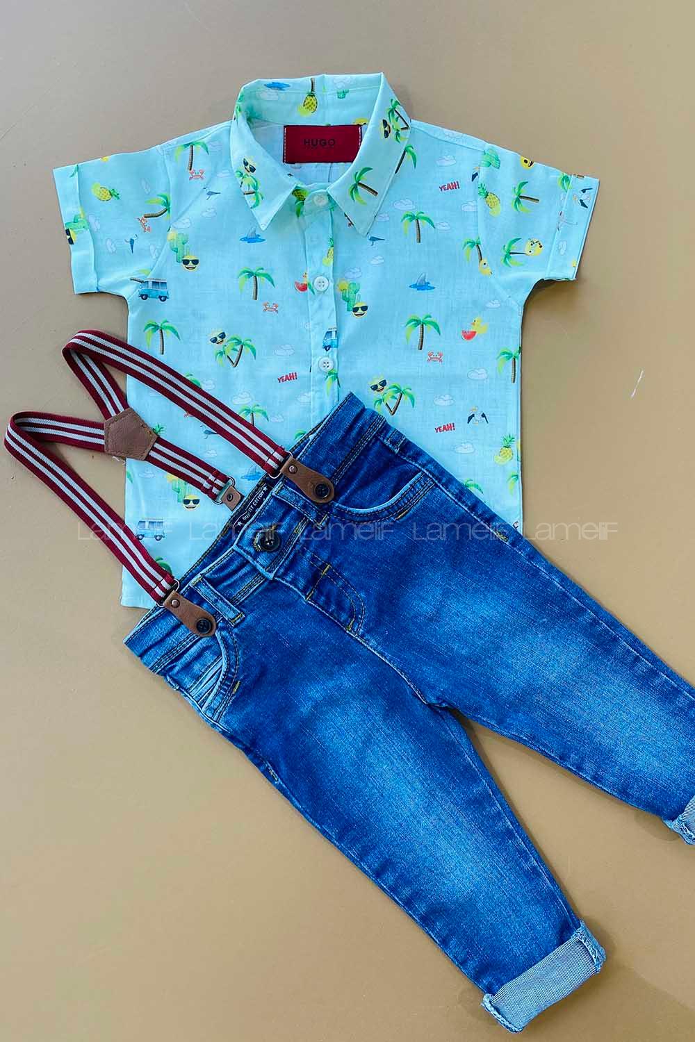 Modalamelif Erkek Çocuk Slim Askılı Jean Pantolon