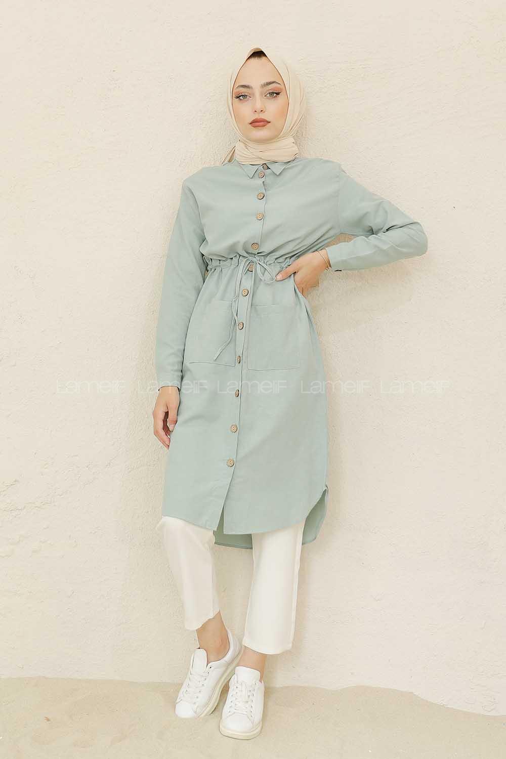 Modalamelif Bel Büzmeli Tunik Çağla Yeşili