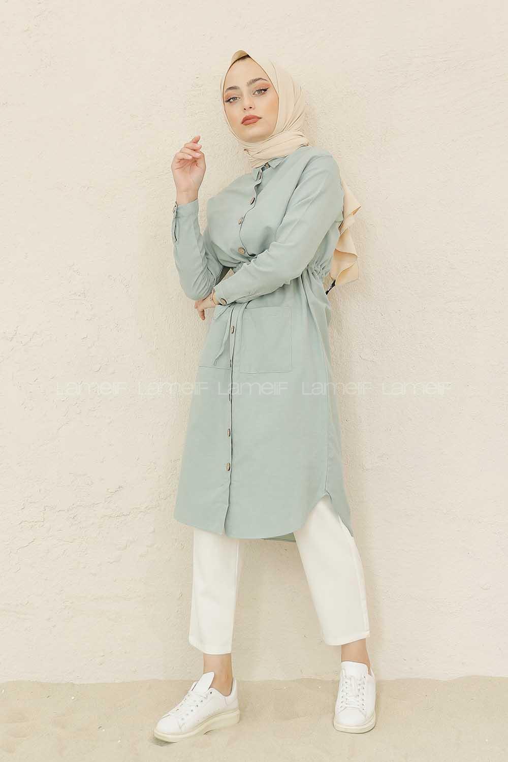 Modalamelif Bel Büzmeli Tunik Çağla Yeşili