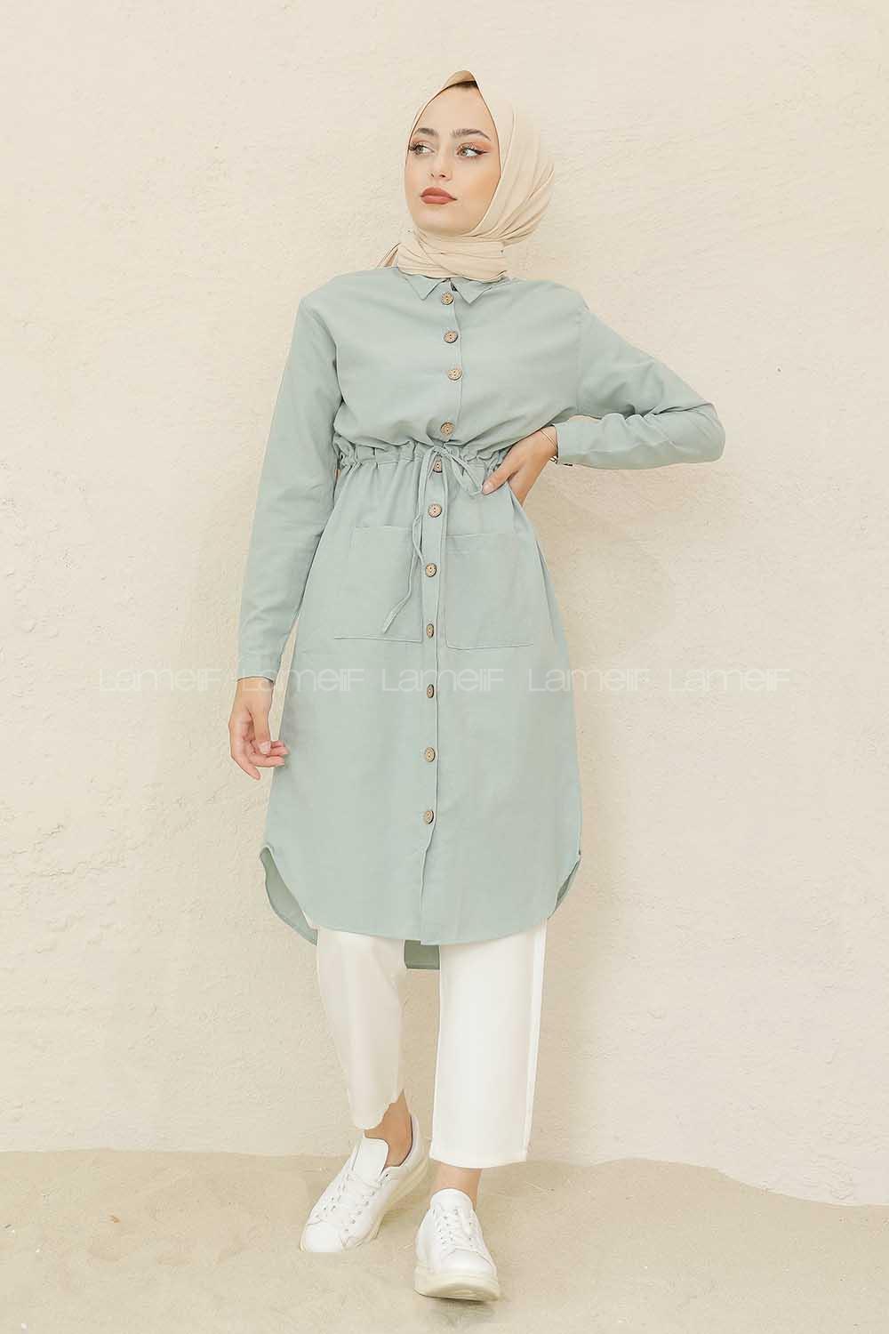 Modalamelif Bel Büzmeli Tunik Çağla Yeşili