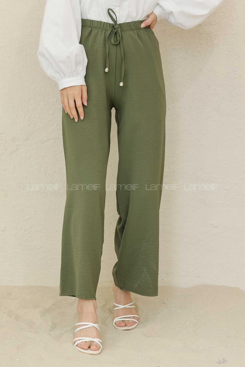 Modalamelif Bel Lastikli Ayrobin Pantolon Haki
