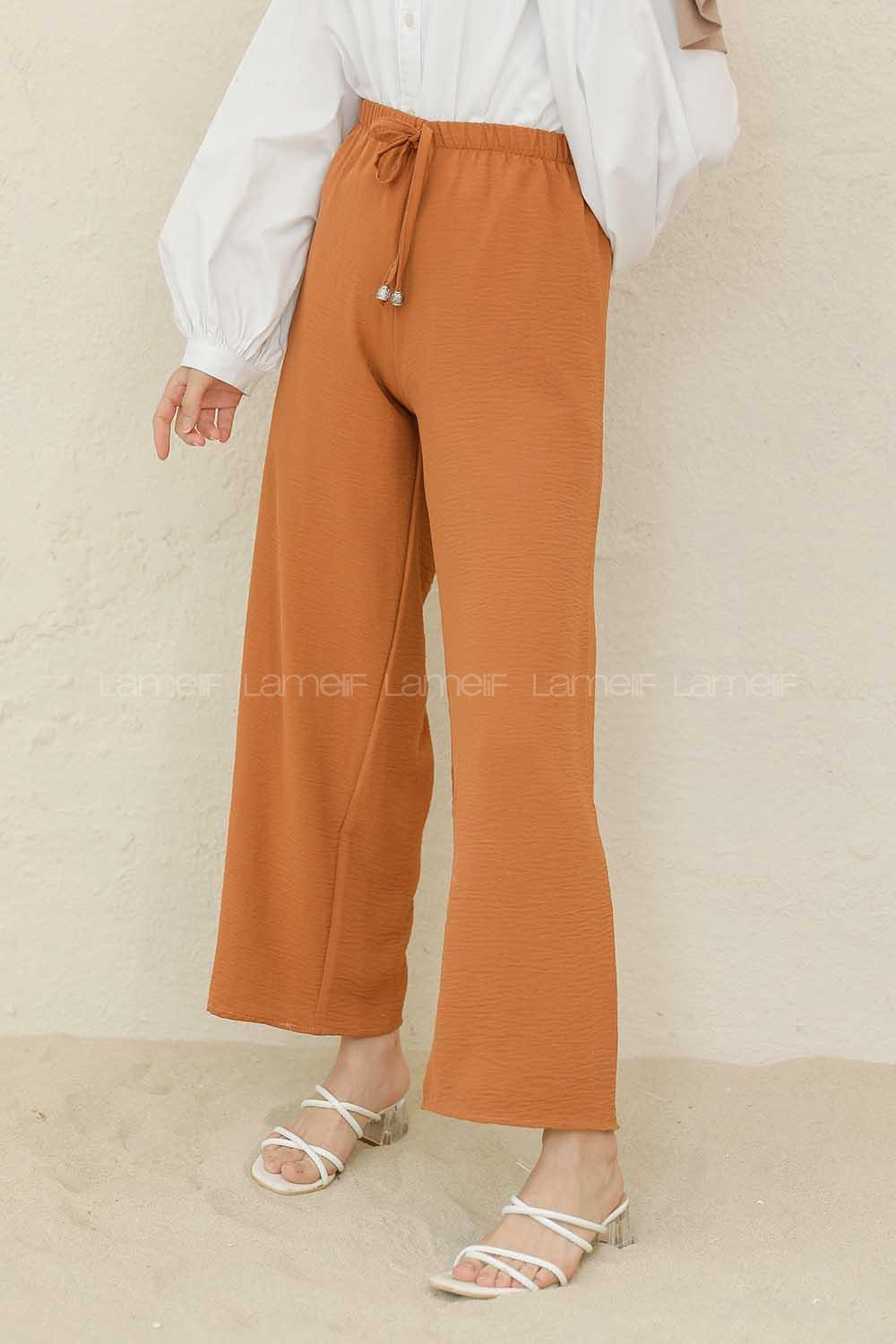 Modalamelif Bel Lastikli Ayrobin Pantolon Taba