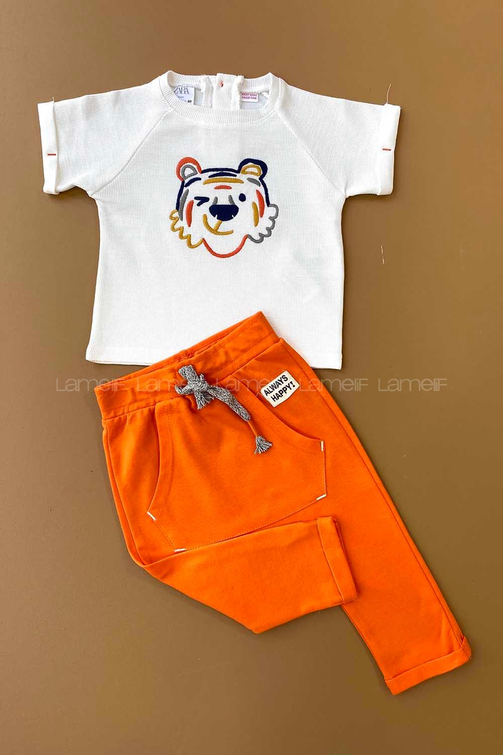 Modalamelif Erkek Bebek Aslan Nakışlı Tişört