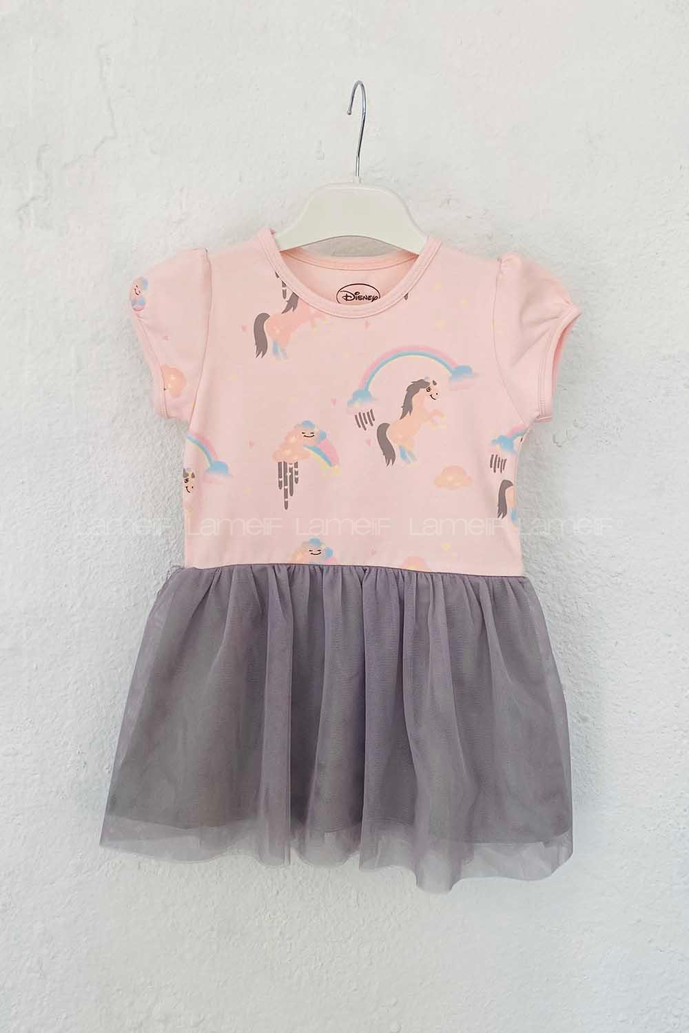 Modalamelif Kız Çocuk Unicorn Desenli Elbise