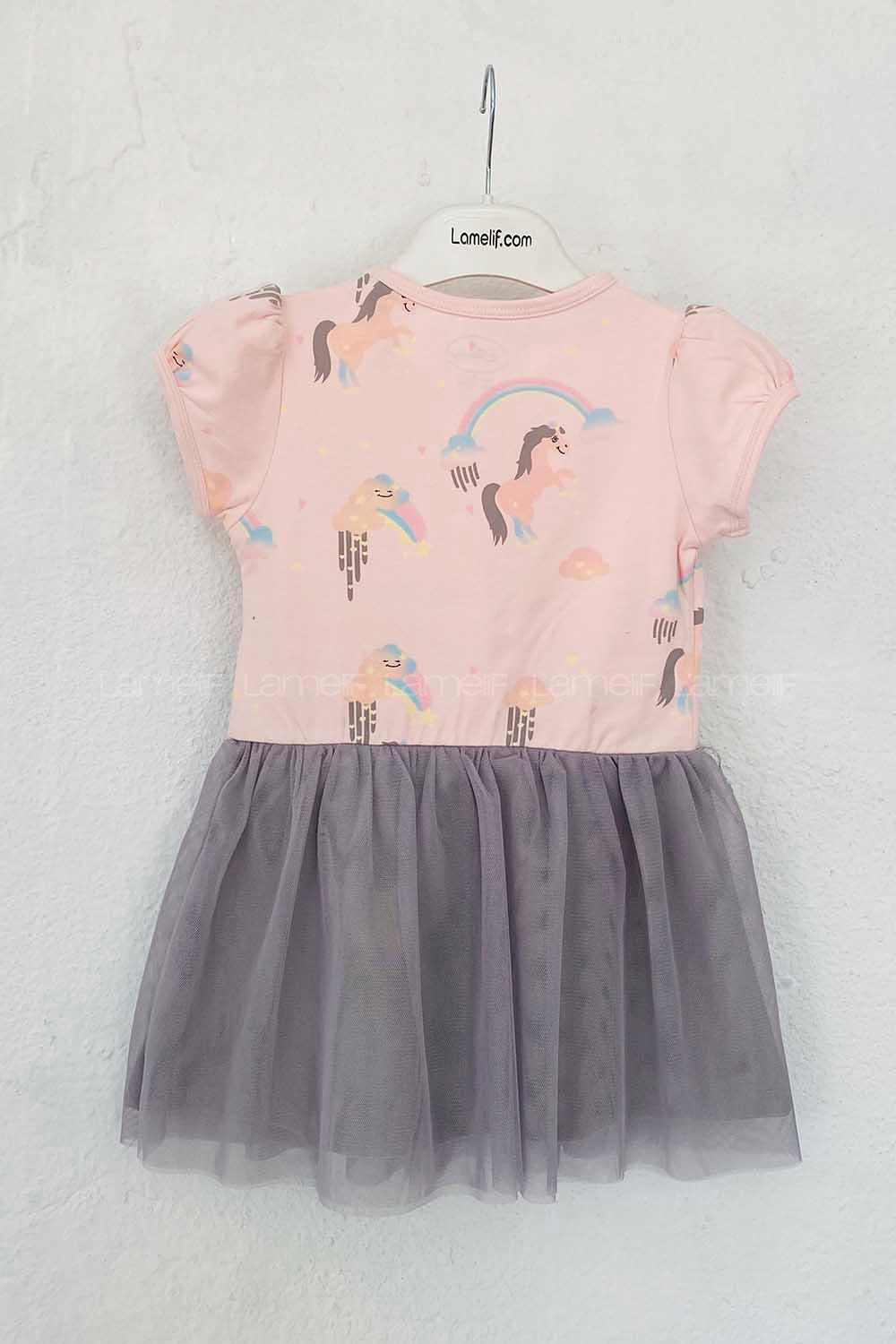 Modalamelif Kız Çocuk Unicorn Desenli Elbise