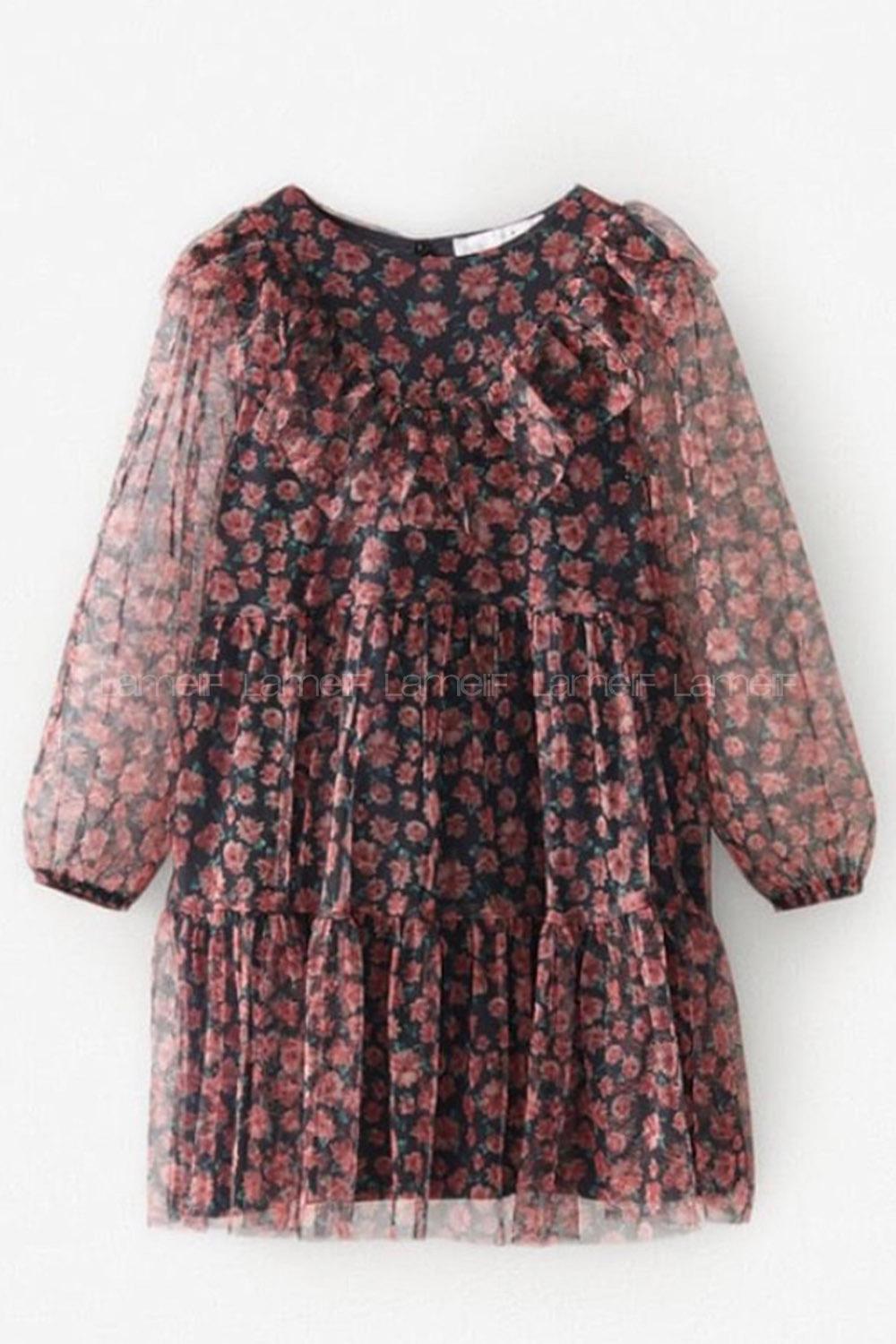 Modalamelif Kız Çocuk Güllü Tül Elbise