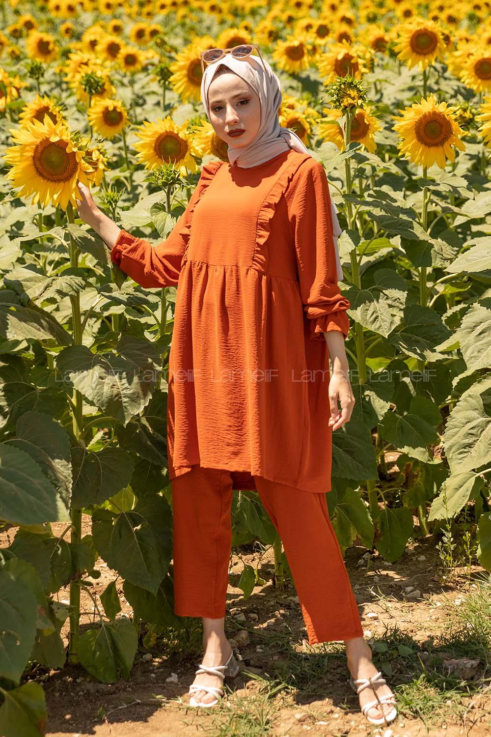 Modalamelif Önü Fırfırlı İkili Takım Kiremit