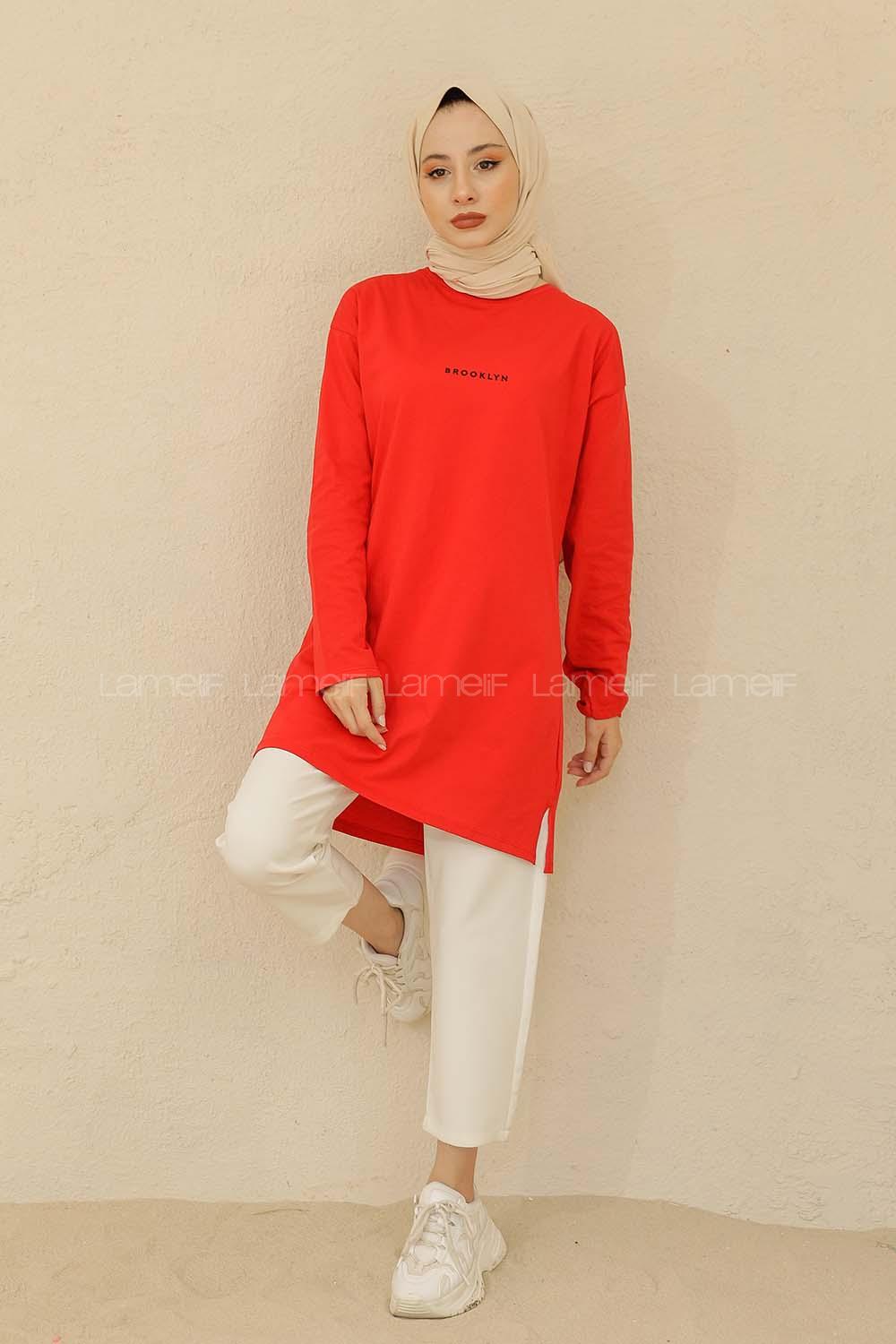 Modalamelif Brooklyn Baskılı Tunik Bordo