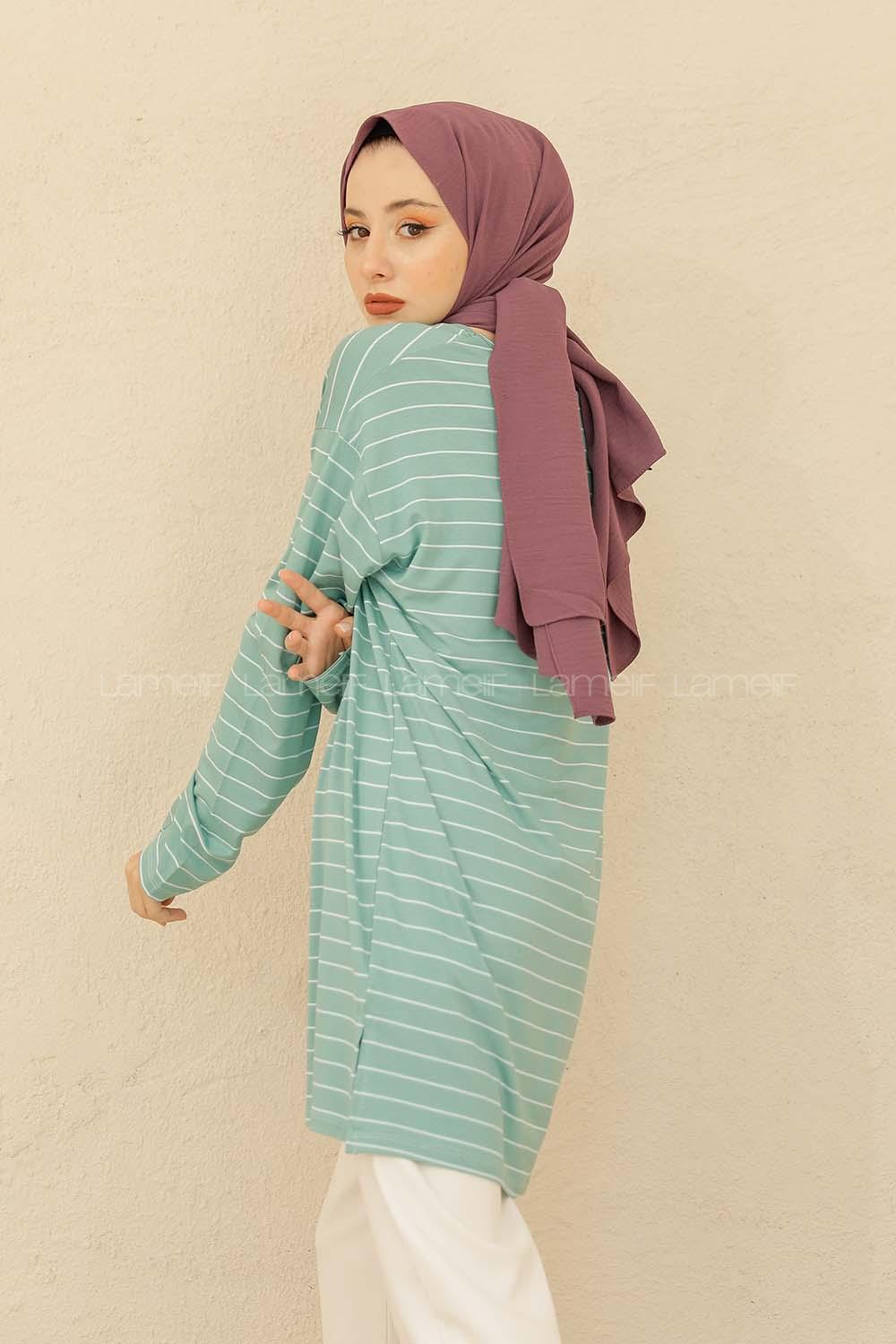 Modalamelif Çizgili Tunik Mint