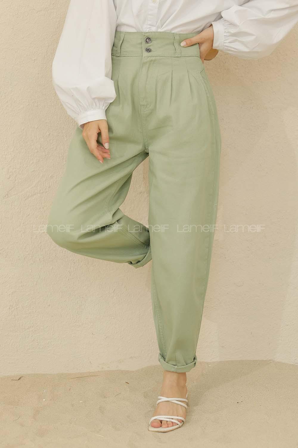 Modalamelif Yüksek Bel Balon Mom Jean Çağla