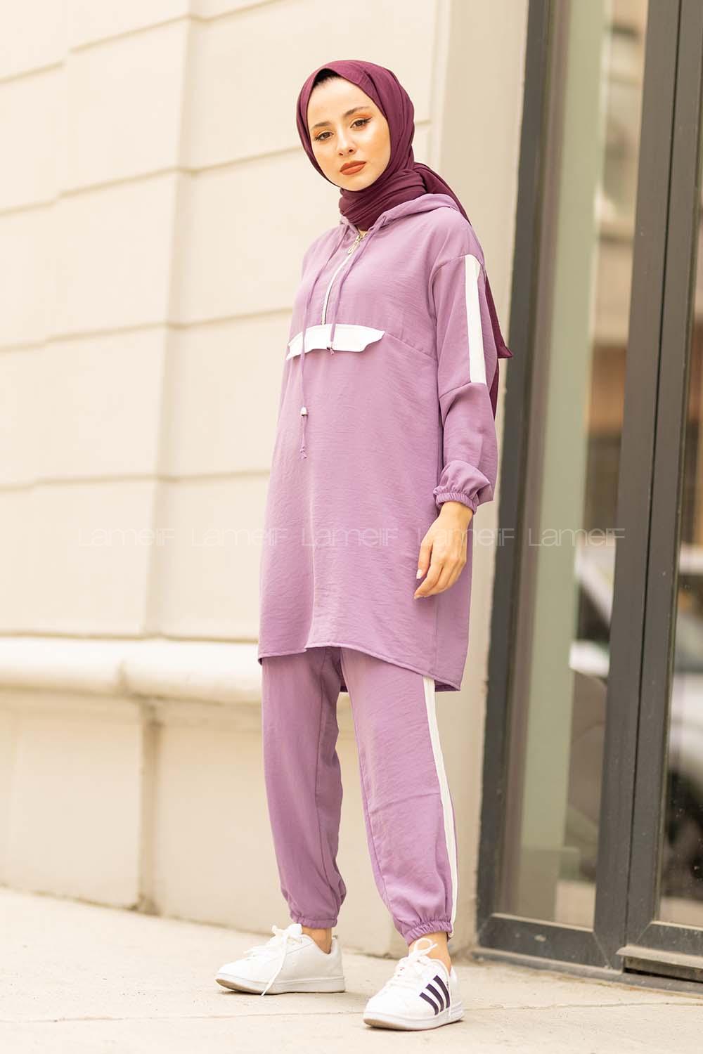 Modalamelif Kapak Cepli Garnili Takım Lila