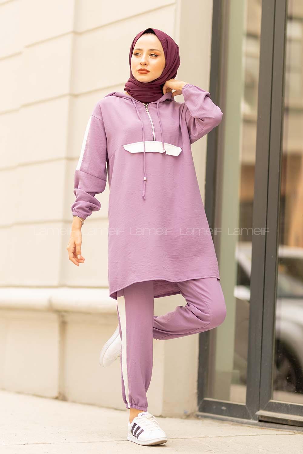 Modalamelif Kapak Cepli Garnili Takım Lila