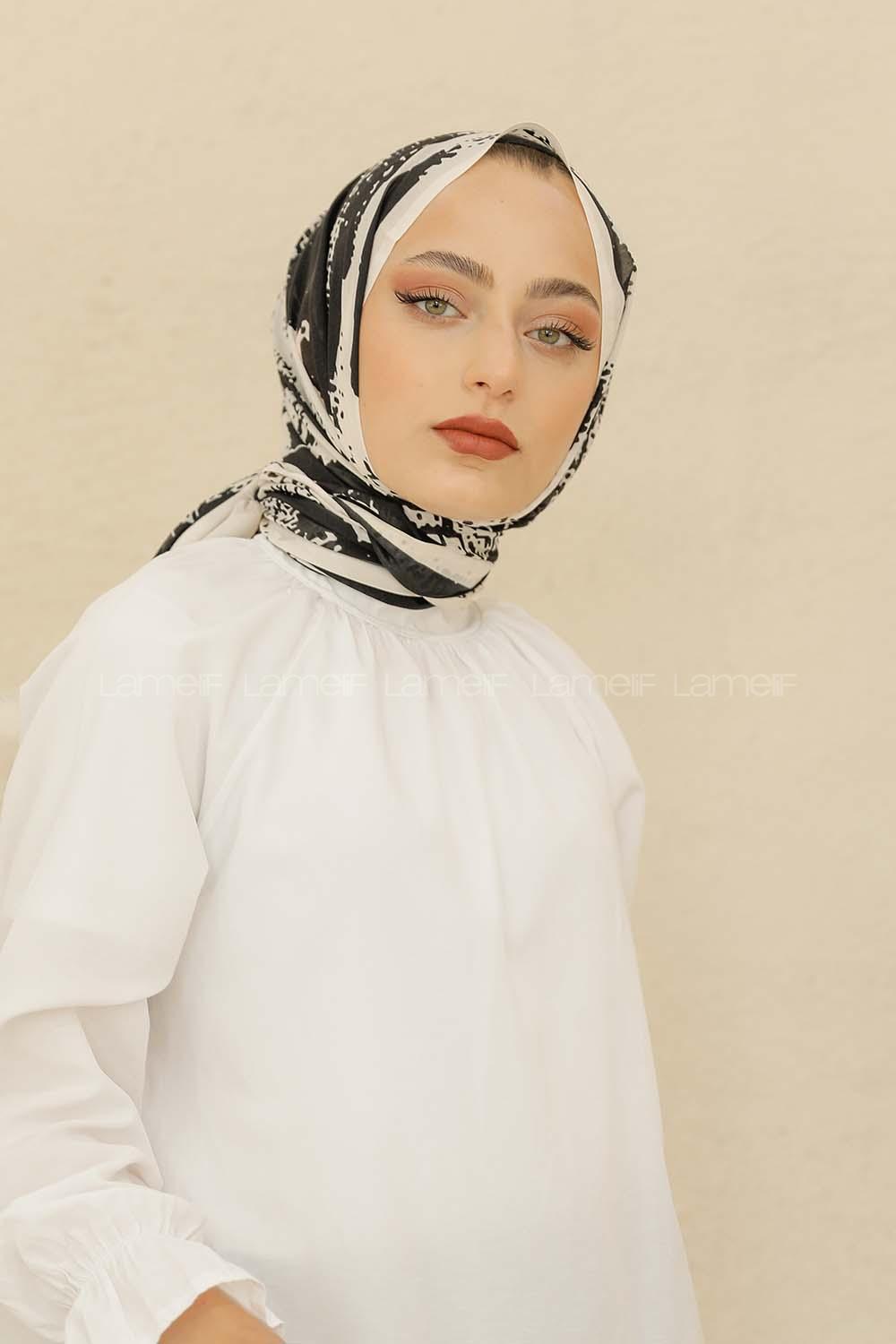 Modalamelif Beyaz Renk Karışık Desenli Şal